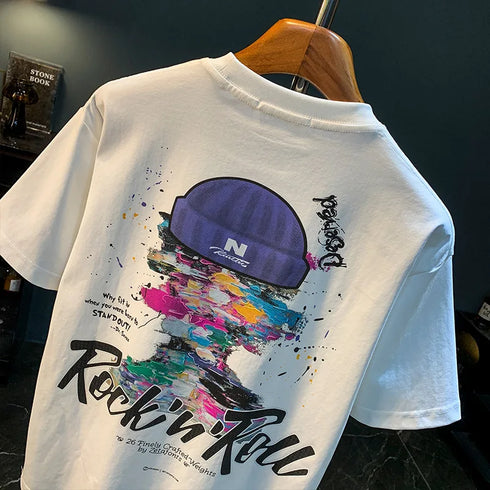 Premium Men's Short Sleeve T-Shirt – 2025 Trendy Embroidered & Printed Casual Top, Breathable & Elastic